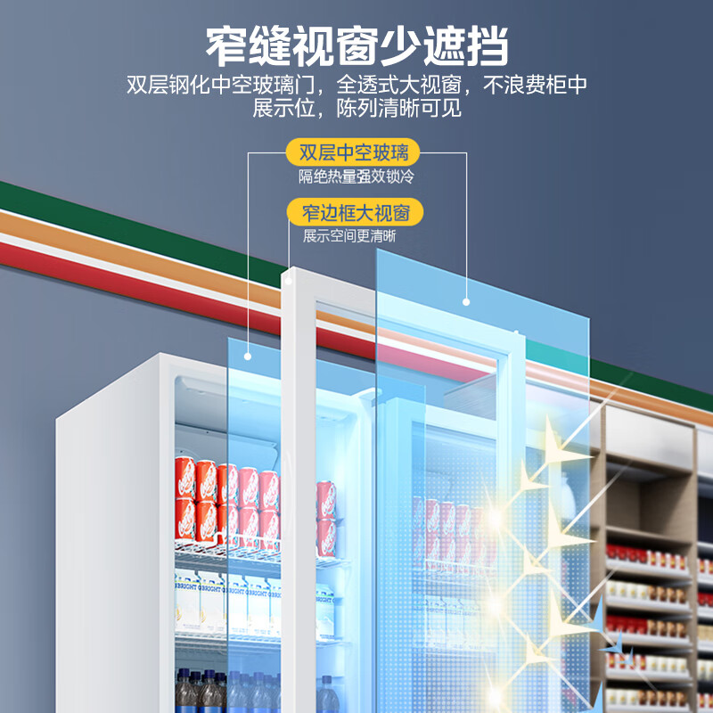 [自营]美的冰箱展示柜商用261升 风循环制冷全冷藏立式透明玻璃陈列柜 商超便利店啤酒保鲜饮料柜SC-278GM(E)白高清大图