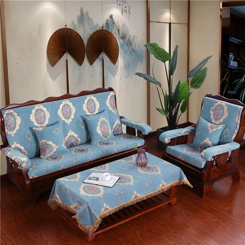 sleepybear加厚海绵红木质实木沙发垫带靠背连体防滑四季中式春秋椅