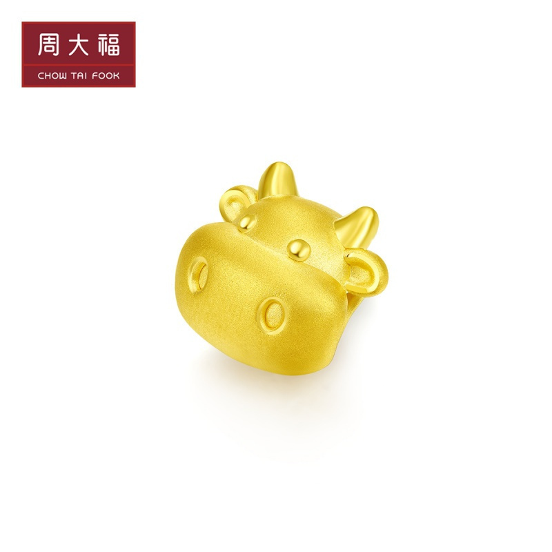 新款 周大福十二生肖牛金牛憨憨牛足金金吊坠转运珠精品 eor39