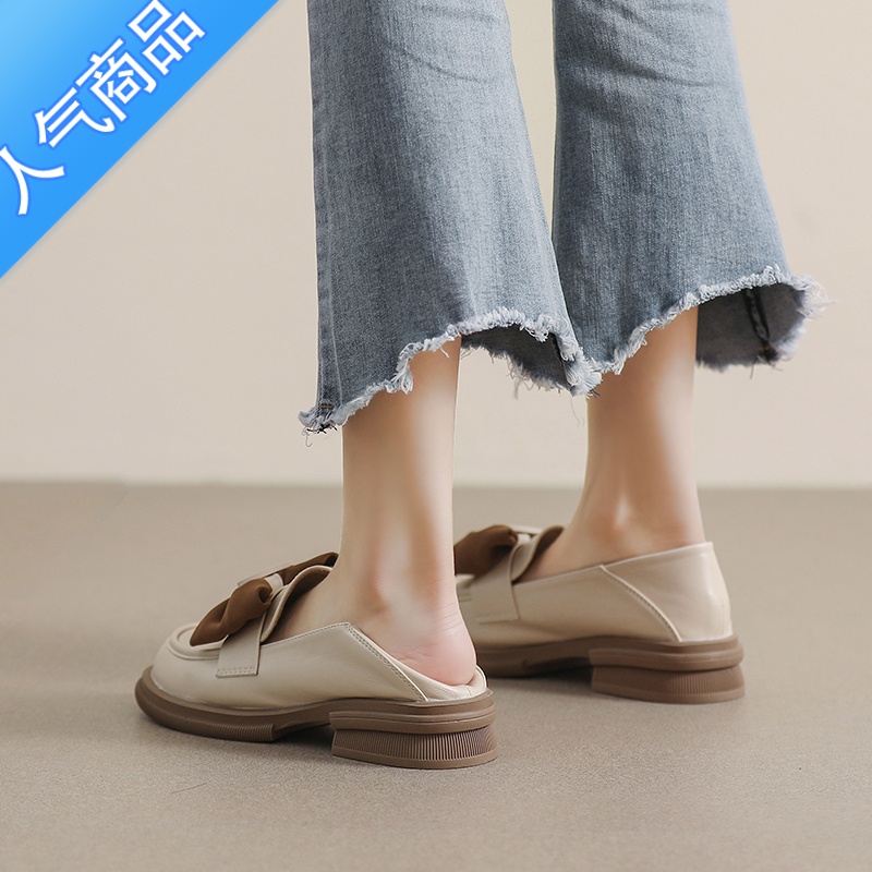 SUNTEK蝴蝶结小皮鞋女夏2023新款百搭厚底单鞋英伦乐福鞋大码女鞋41一43高清大图