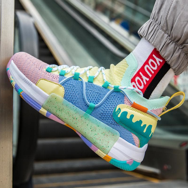 尘贺 低帮篮球鞋男鞋青少年学生减震防滑耐磨水泥地战靴透气小码运动鞋图片