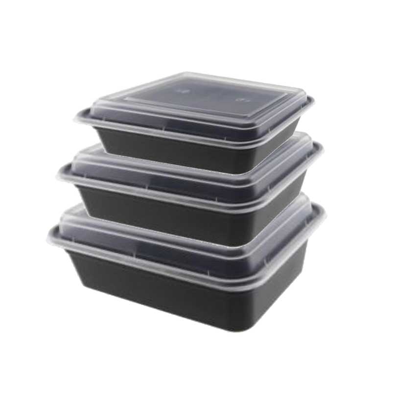 儵忽 一次性方形黑色密封盖餐盒打包盒 RY-NL-16 480ml 150套/1箱高清大图