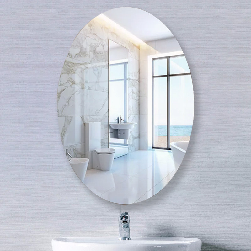 卫生间镜子免打孔浴室镜挂墙式洗漱台卫浴化妆镜厕所镜子贴墙自粘