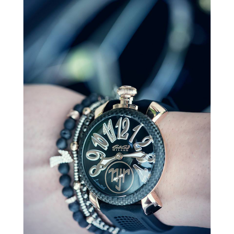 gagamilano内马尔限定系列时尚休闲男士黑色机械表5011