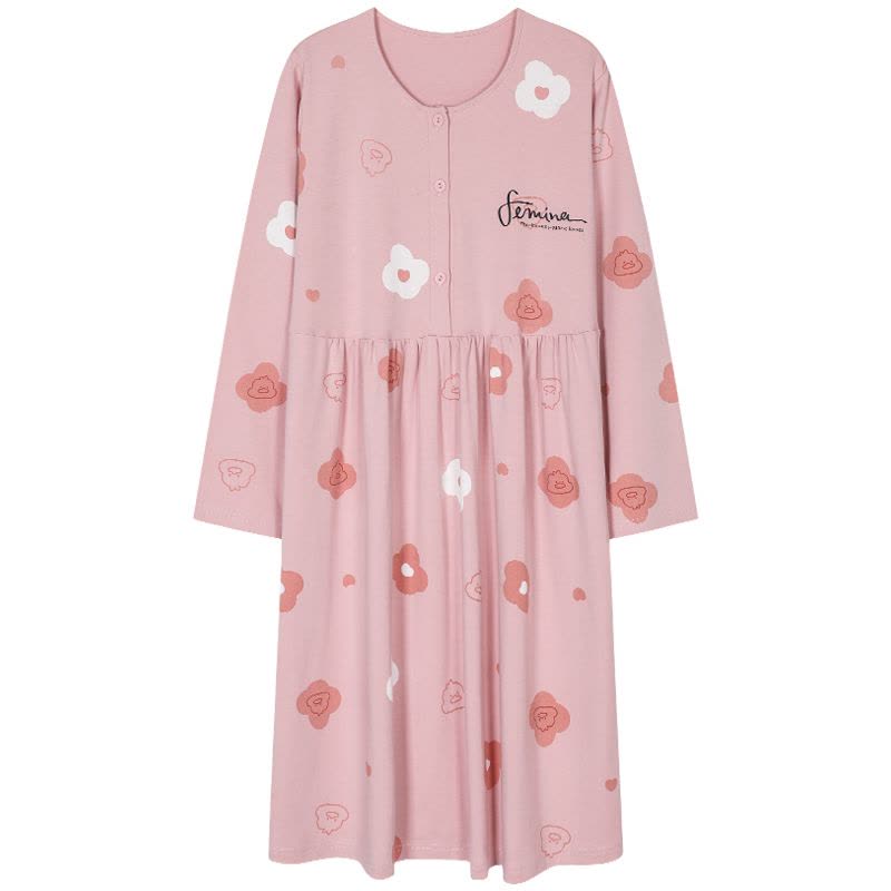 猫人待产裙孕妇带胸垫睡裙女士春夏季纯棉长袖月子家居服2025新款图片