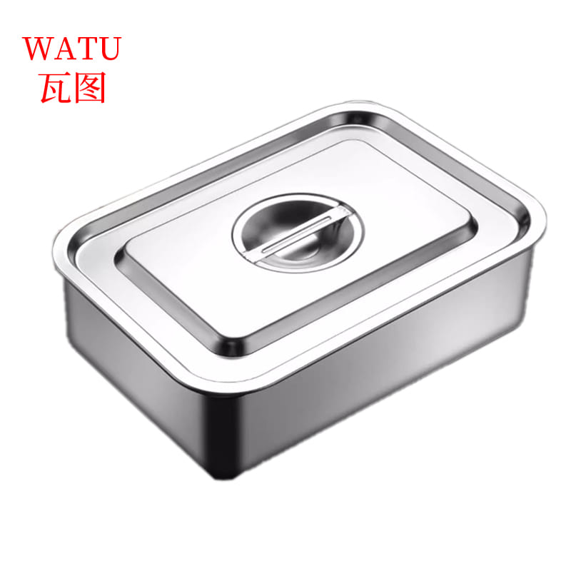 瓦图 不锈钢方盆带盖 菜盆加深托盘 32*22*10cm 个
