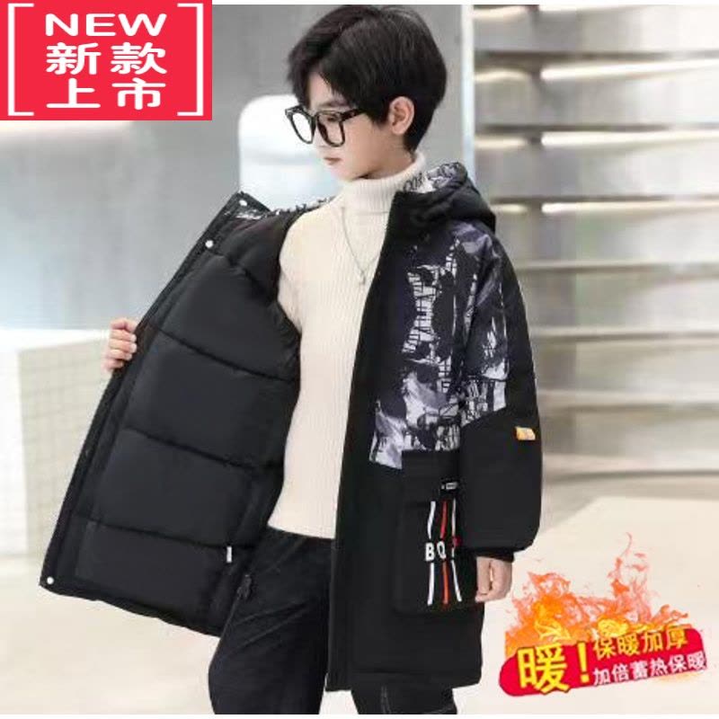 可莉允男童冬装棉衣2022年新款中大儿童冬季加厚羽绒棉服中长款外套洋气图片