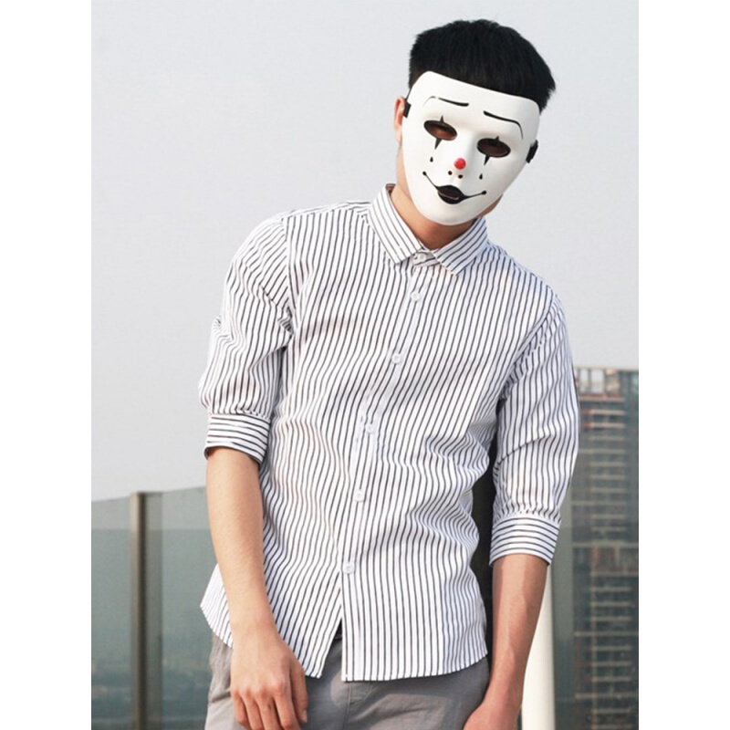 条纹七分袖衬衫男短袖韩版修身夏季港风7分半袖衬衣五分中袖休闲