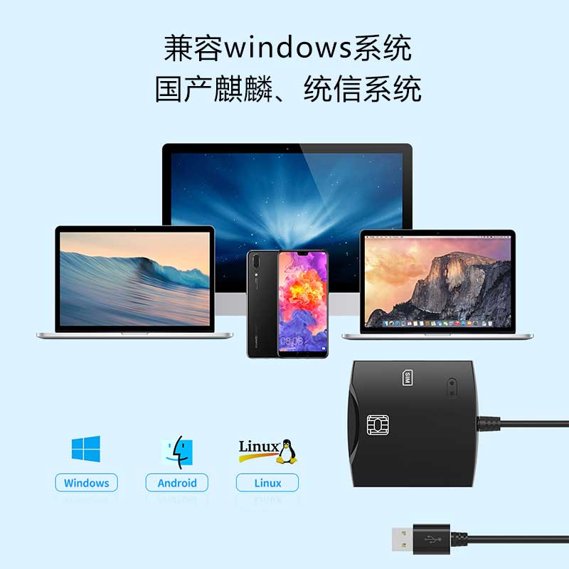 和掌厅CT-SD21 二合一智能卡读卡器大小卡双卡槽高清大图