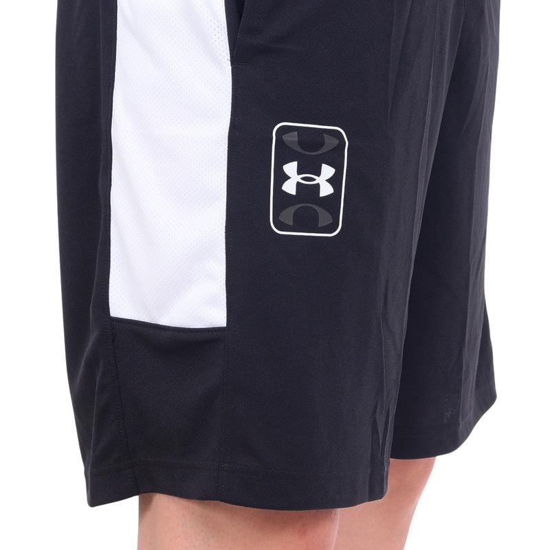 Under Armour男士透气速干篮球宽松运动休闲裤弹性腰绳侧兜耐用针织短裤高清大图