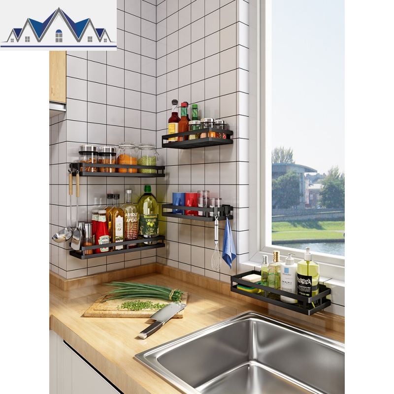 厨房置物架壁挂式佐料架墙上免打孔用品调料调味品收纳架子不锈钢 三维工匠高清大图