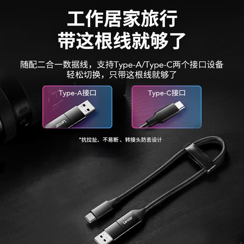 雷克沙(Lexar)USB 3.2高速读卡器 二合一CFexpress Type A/SD双卡读取 随配二合一数据线高清大图