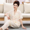浪莎妈妈睡衣女士夏季薄款中老年短袖长裤套装春秋翻领大码家居服