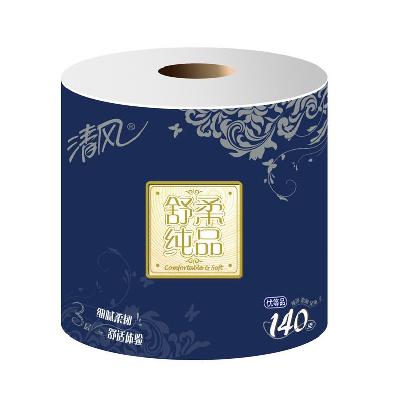 清风B22AAH18舒柔纯品3层平纹180g卷筒卫生纸软包 原生木浆 商用办公 生活用纸 卫生纸