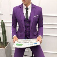 富贵鸟(FUGUINIAO) 男士西装套装三件套新郎礼服商务正装大码英伦风青年西服职业装