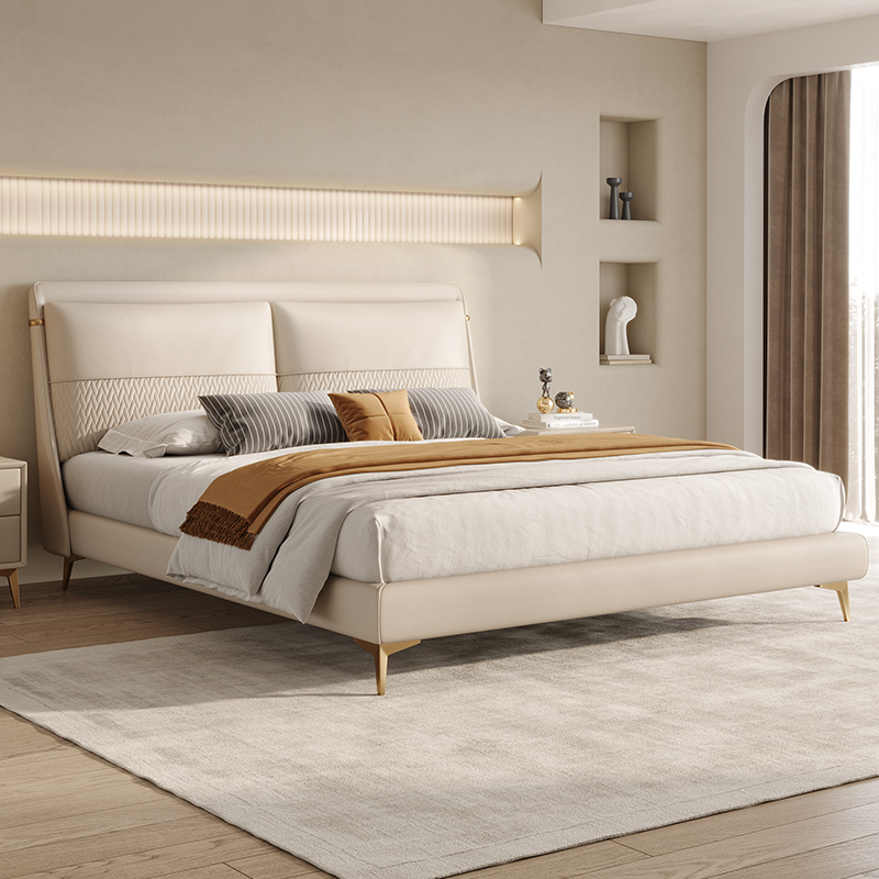 布雷尔意式极简真皮床主卧室大气时尚储物双人床现代简约大床婚床