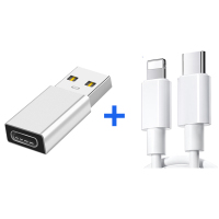 typec转USB3.0转接头OTG转换器tpc适用华为小米安卓接口手机笔记本电脑通用连接U盘鼠标键盘苹果PD充电数据线 【银色】USB3.0转Type-C转接头1个+苹果PD数据线