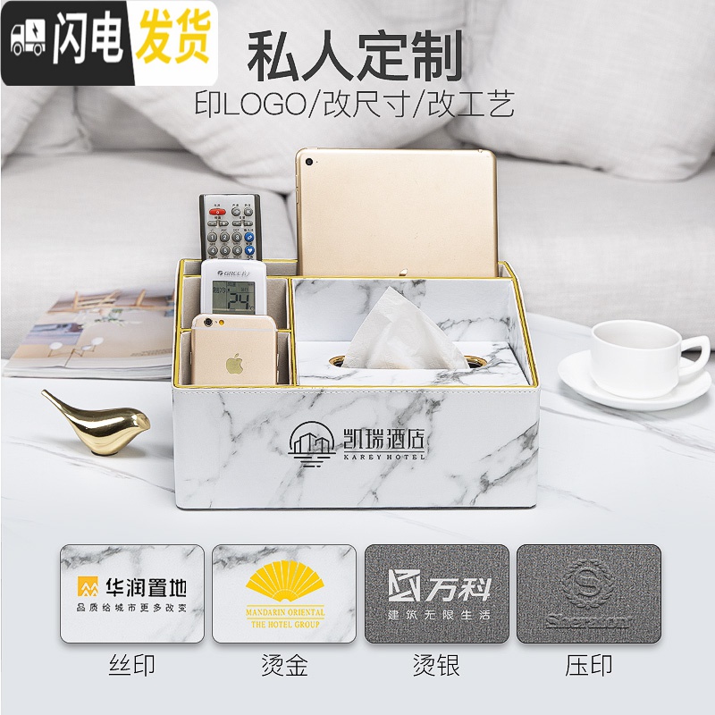 三维工匠遥控器收纳多功能纸巾盒抽纸盒家用客厅创意北欧ins网红茶几轻奢收纳盒高清大图