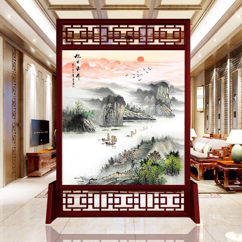 BONJEAN中式屏风隔断墙实木客厅座屏卧室遮挡现代入户玄关办公室家用双面高清大图