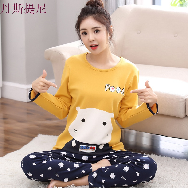 睡衣女秋冬款长袖纯棉春秋季韩版甜美可爱女士全棉上下家居服套装