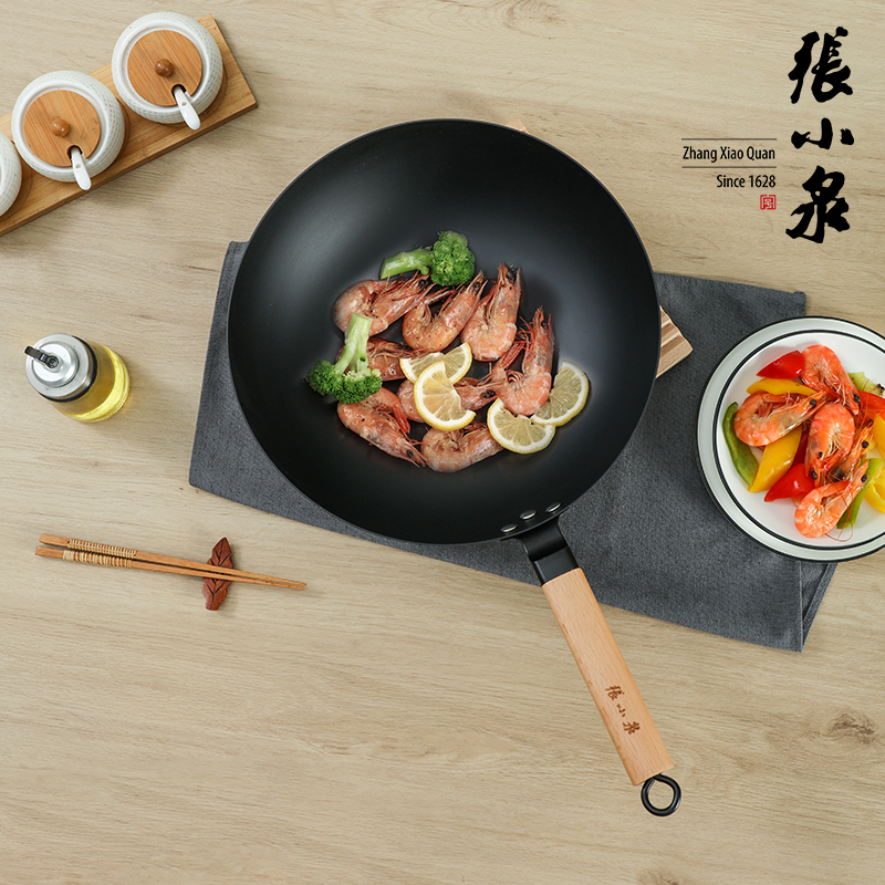 张小泉 香飘万家精铁爆炒锅 无涂层锅具真不锈精铁炒锅燃气专用炒菜锅 C30920100