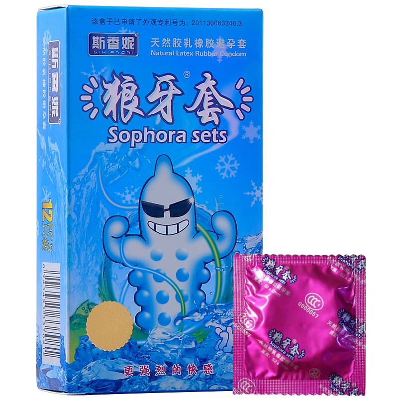 斯香妮狼牙套棒12只装冰感安全套大颗粒润滑超薄款男用安全避孕组合套装凉感阴茎套女性用计生器械夫妻房事性生活成人情趣性用品高清大图