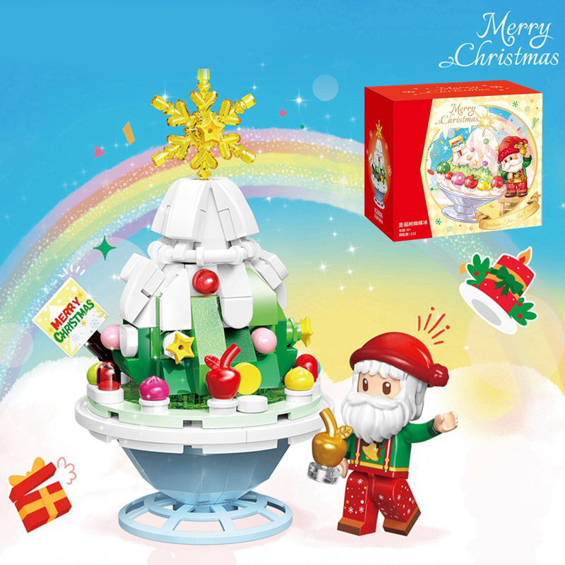 圣诞节礼物袋平安夜苹果袋大号手提糖果包装袋子老人儿童送礼3750 圣诞树绵绵冰积木