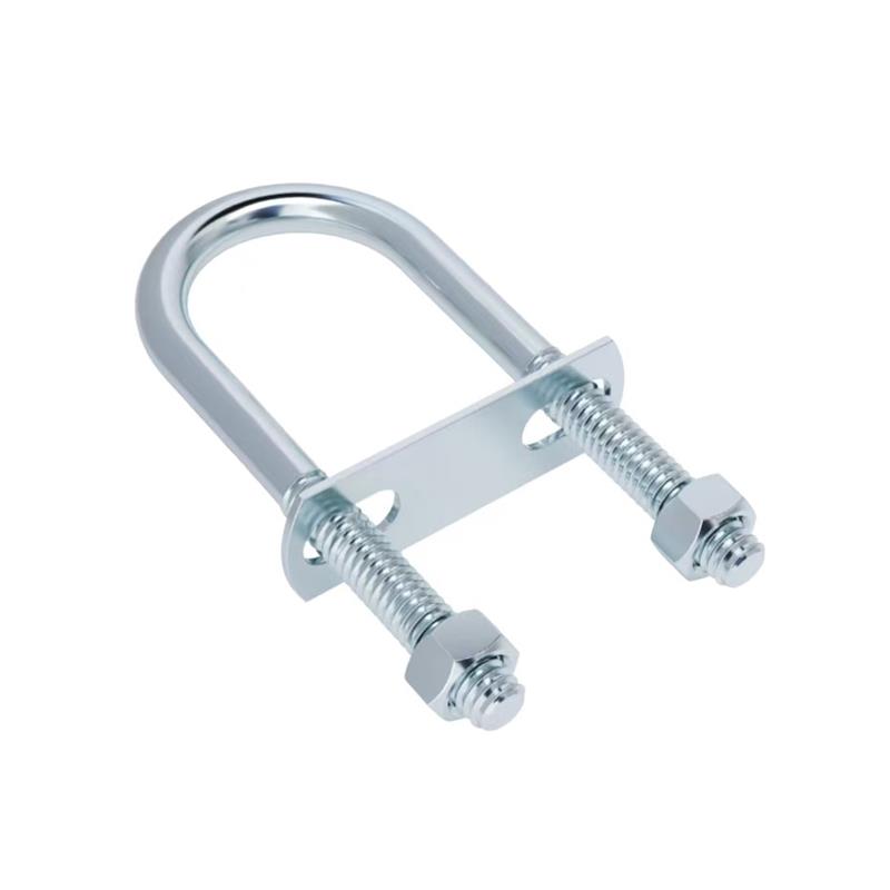 中锦科技 镀锌U型螺栓螺丝带挡板U形管夹管卡 M8*42*64mm 4.8级 套高清大图