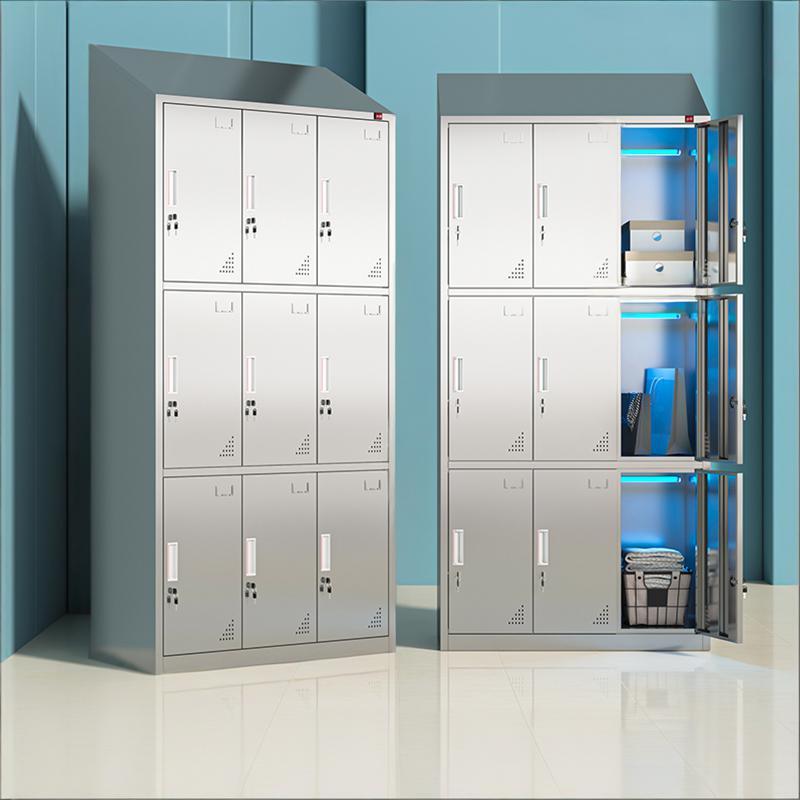 易企采 【304不锈钢】九门 1950*900*500MM 斜顶紫外线消毒宿舍更衣柜 单位:台 货期七天 质保一年