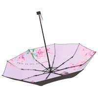 天堂伞 全遮光碰击布黑胶三折小黑伞遮阳伞太阳伞晴雨伞 668ELCJ1283