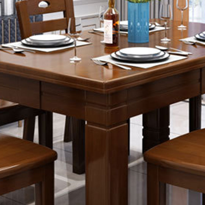 臻远 ZY5110238 实木餐桌椅组合胡桃色长方形餐桌椅 1.2米一桌六椅高清大图