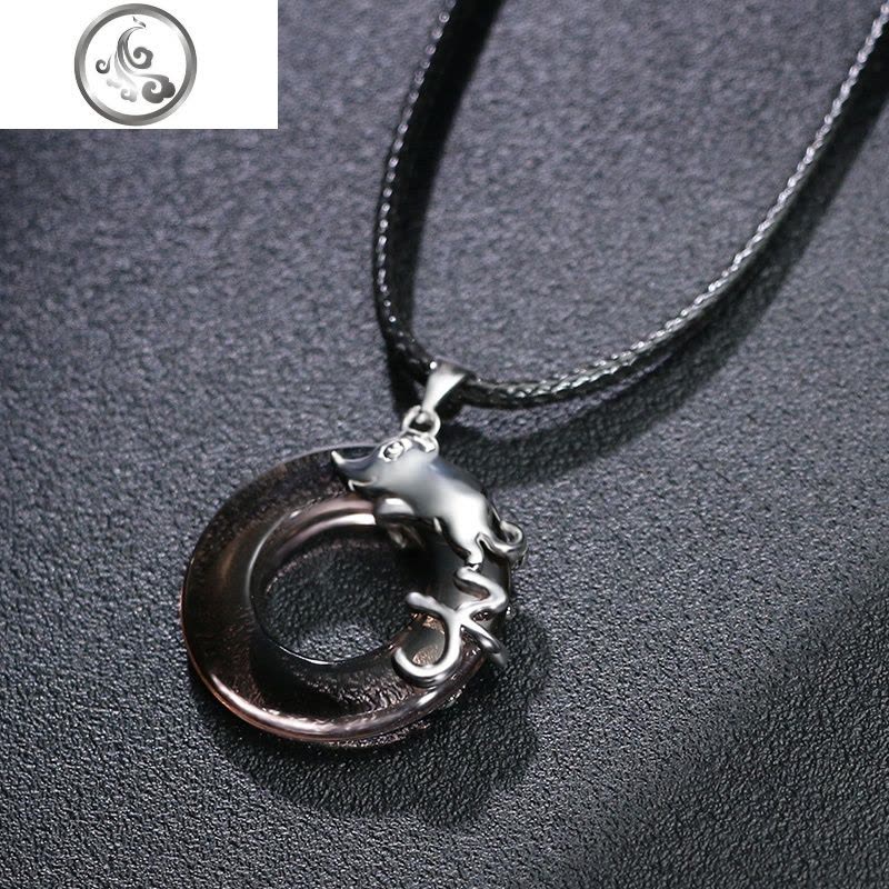 十二生肖吊坠项链男士潮个性简约百搭黑曜石平安扣s925纯银女饰品 JiMi图片