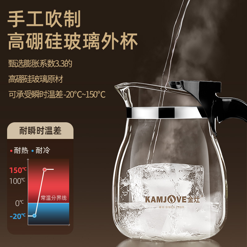KAMJOVE/ 金灶 TP-757正品飘逸杯泡茶壶耐热玻璃茶具套装过滤花茶杯泡茶器 700ML家用高清大图