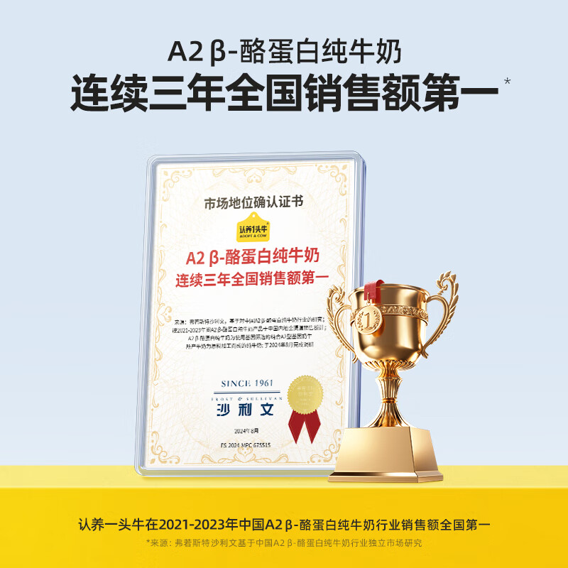 认养一头牛A2β-酪蛋白3.6g乳蛋白纯牛奶梦幻盖250ml*10盒高清大图