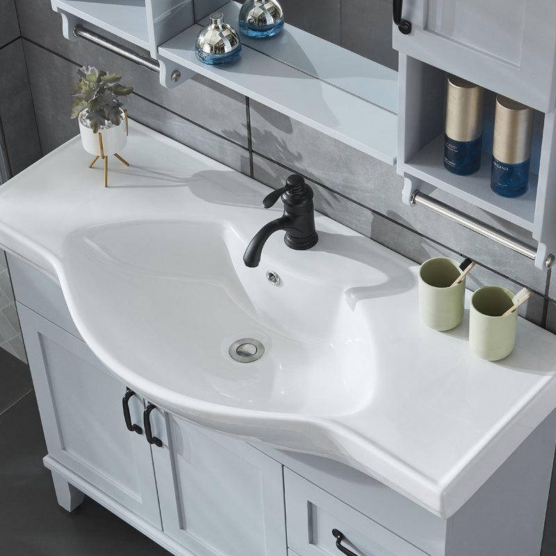 浴室柜小户型洗脸盆柜组合落地式实木洗手盆柜北欧卫生间洗漱台池