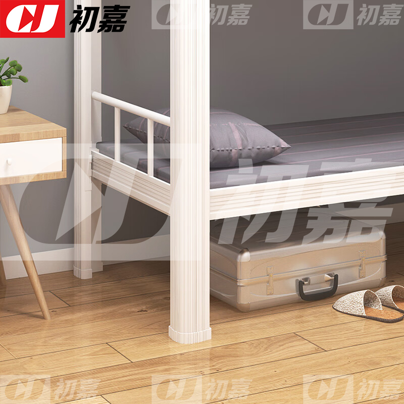 初嘉(CJ)钢制双层床员工宿舍上下铺学生公寓床双人床铁艺高低床型材床 双层床1000宽白
