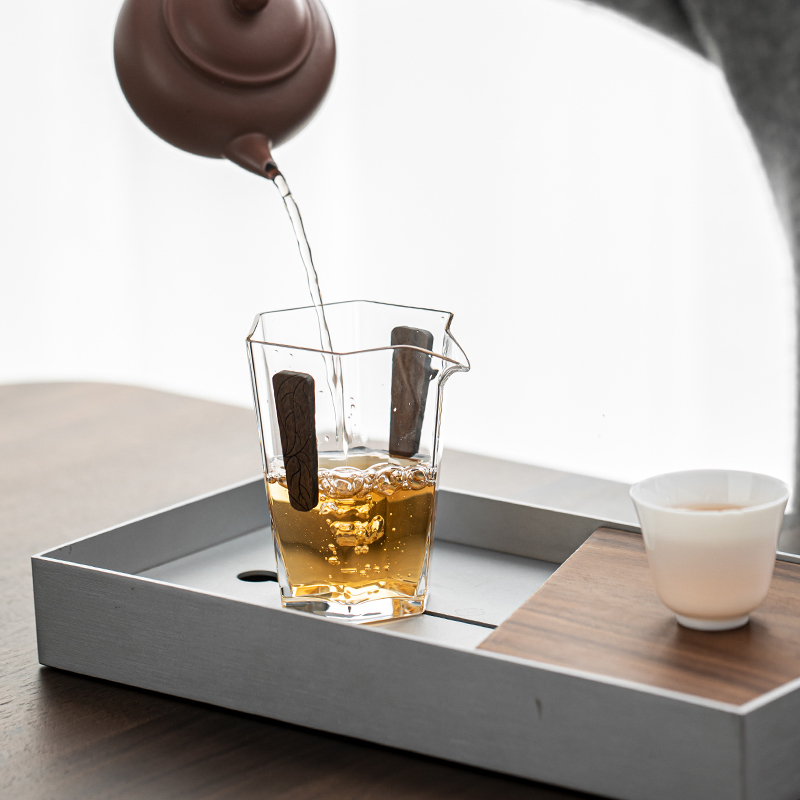 苏氏陶瓷(SUSHI CERAMICS) 木言玻璃公道杯实木防烫加厚耐热分茶器家用茶海茶具配件