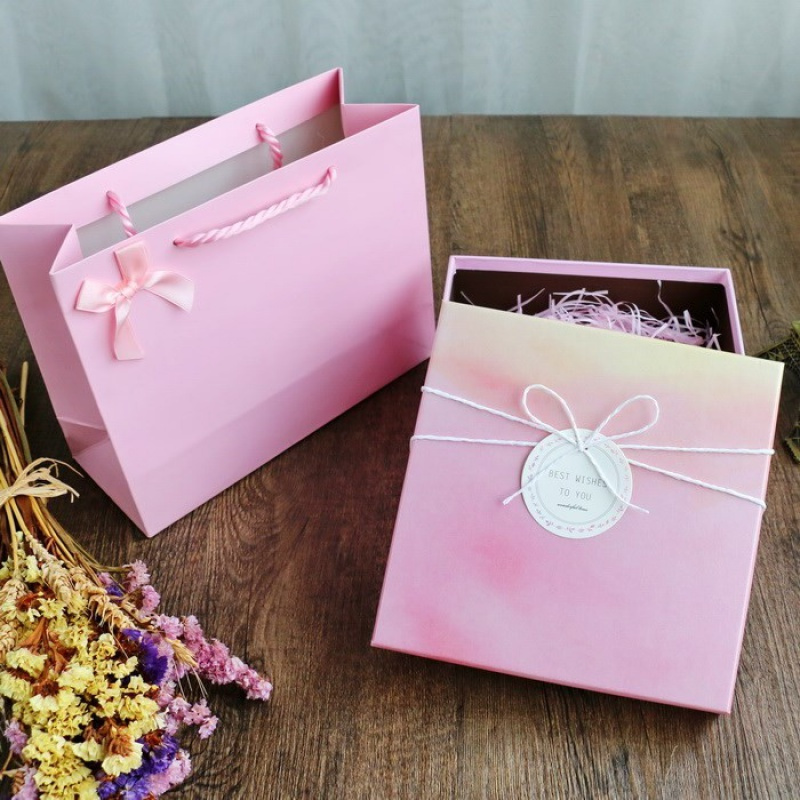 千爱心包装纸鹤星星生日礼盒桃盒子蓝色折纸礼品盒心形 心126t渐变粉