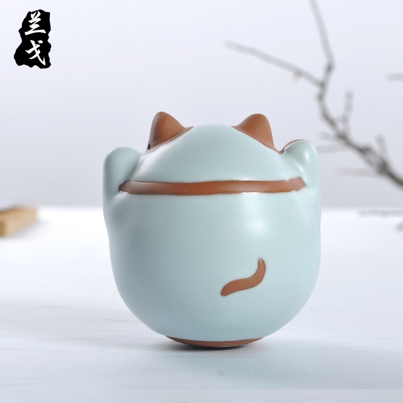 美帮汇汝窑茶宠十二生肖摆件 陶瓷器手工功夫茶具汝瓷茶道茶玩高清大图