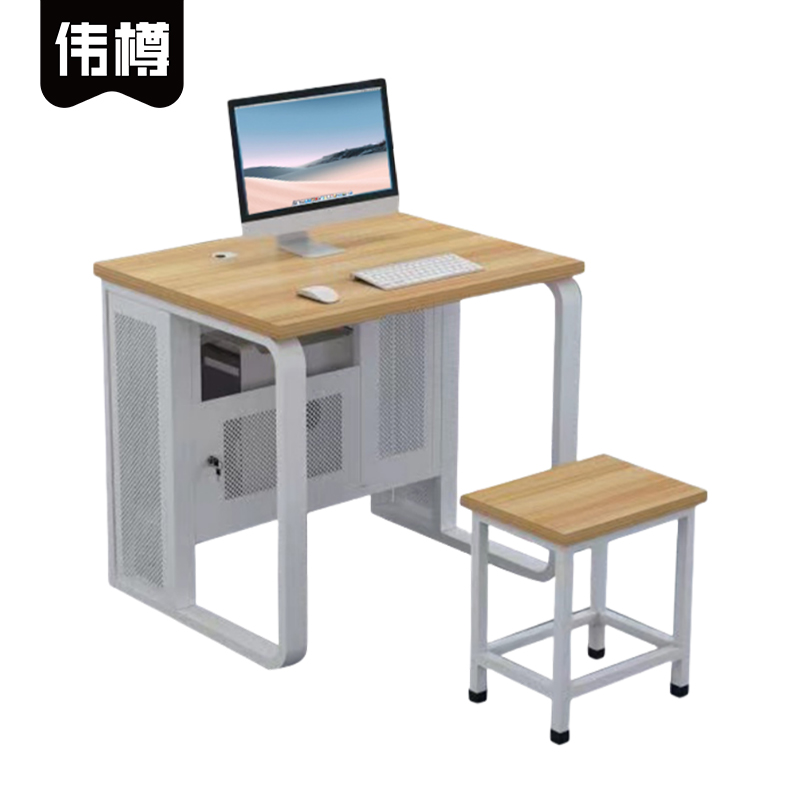 伟樽多媒体电脑桌一桌一凳80*60*75cm套高清大图