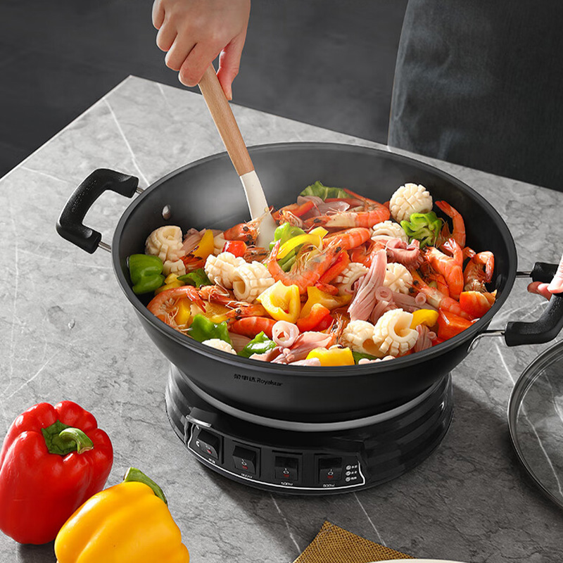 荣事达电炒锅6L蒸煮一体不粘锅电炒锅单笼RDQJ3-34高清大图