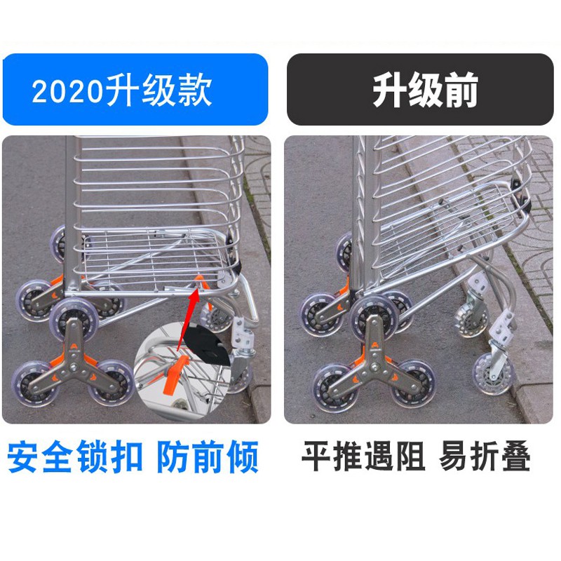 买菜车小拉车购物车爬楼折叠便携手拉车拉杆车老人手推车家用拖车 三维工匠 低座双把手4轮配水晶轮(带盖可坐)(前轮带刹车)高清大图