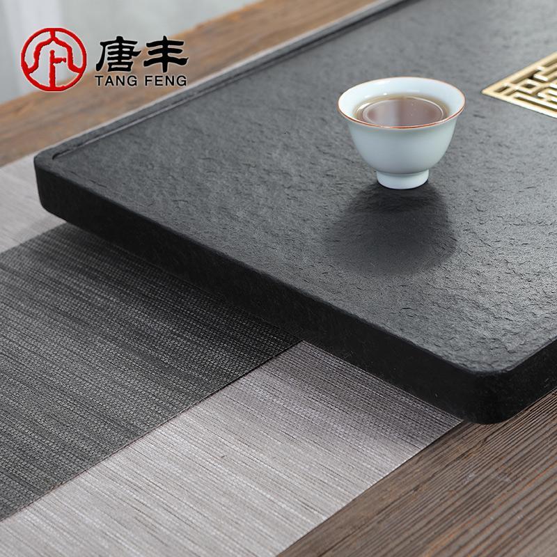 家柏饰(CORATED)石茶盘铜板过滤茶台长方形简约茶海家用大小号排水茶托19018Z