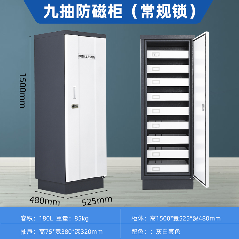 缑氏档案文件柜信息安全柜光盘硬盘CD盘防潮防火办公柜音像资料九抽防磁柜高清大图
