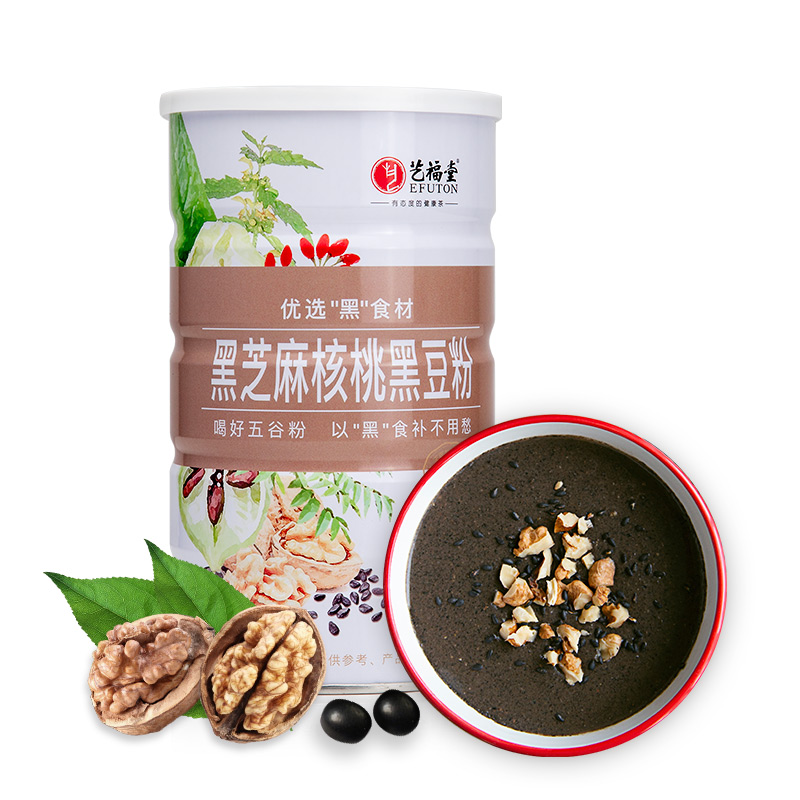 买1送1 艺福堂 茗茶 健康代餐粉 五谷粉类 黑芝麻核桃黑豆黑米粉 600g/罐