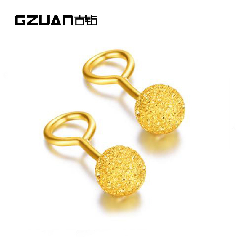 gzuan古钻珠宝黄金耳钉足金圆球珠形磨砂女士款耳钉耳饰zgk0003