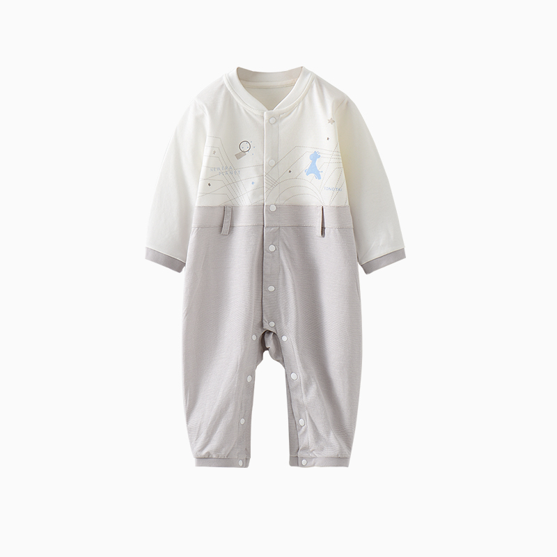 童泰春秋3-18月婴幼儿衣服男女宝宝纯棉家居对开闭裆蛤衣连体衣