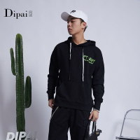 的派 DIPAI男针织秋冬字母印花个性潮流帅气带帽款