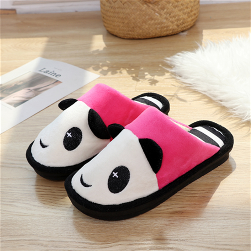 盛世尼曼亲子可爱熊猫情侣冬季家居棉拖鞋居家室内地板棉鞋男女士月子