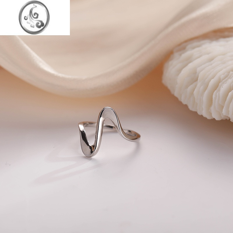jimi波浪戒指女设计小众银银戒指女时尚个性开口食指戒指女ins潮